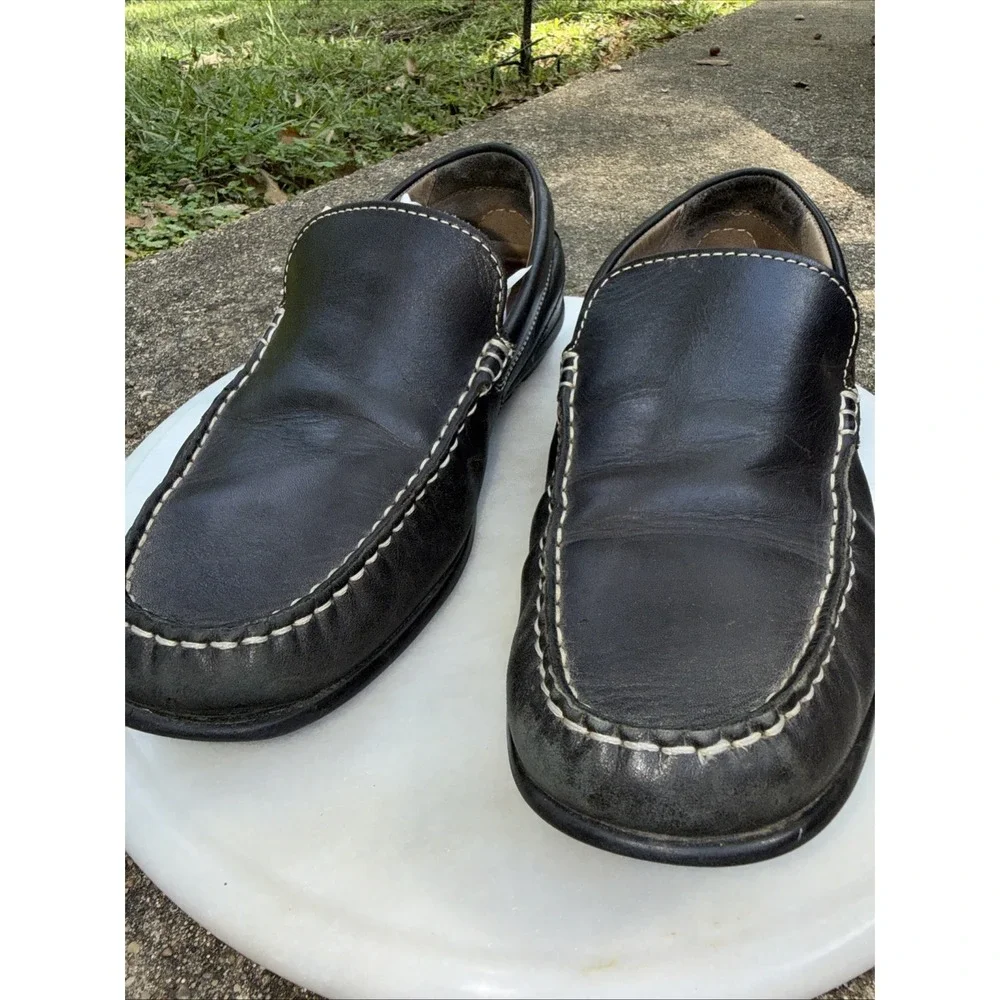Ecco Men's Leather Loafers Walking Shoes Arch Support Black 42 US 8-81/2 WORN IN